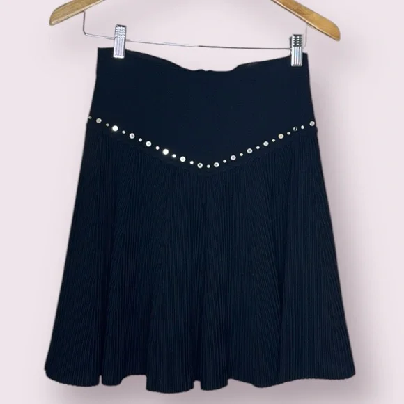 *SANDRO PARIS Oria Pleated & Studded A-Line Skirt